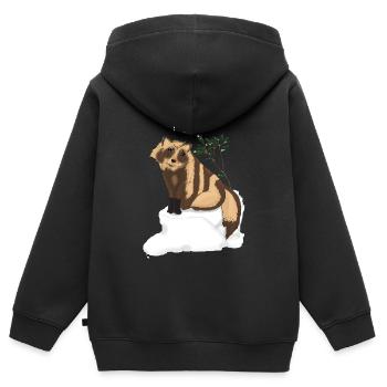 Tanuki sous le gui - Sweat Premium à capuche zippé enfant bio - noir - Dos - AI Model Kid Male (0cm)