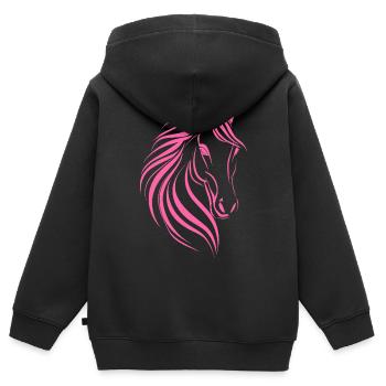 Dessin délicat de cheval - Sweat Premium à capuche zippé enfant bio - noir - Dos - AI Model Kid Male (0cm)