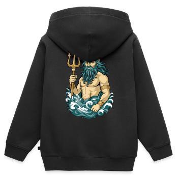 Poseidon - Kinder Premium Organic Zip Hoodie - Schwarz - Hinten - AI Model Kid Male (0cm)