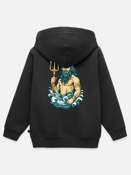 Poseidon - Kinder Premium Organic Zip Hoodie - Schwarz
