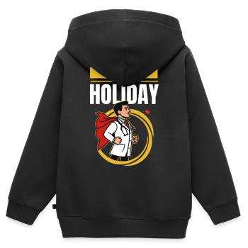 Doc Holiday – Médecin en style fraude sur le temps de travail - Sweat Premium à capuche zippé enfant bio - noir - Dos - AI Model Kid Male (0cm)