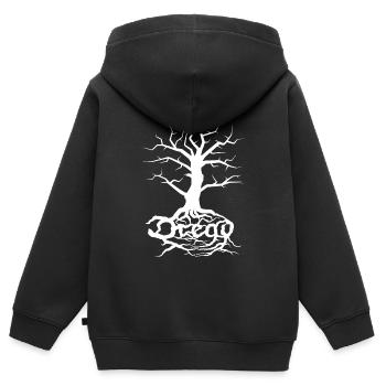 Dread Baum Weiß - Kinder Premium Organic Zip Hoodie - Schwarz - Hinten - AI Model Kid Male (0cm)