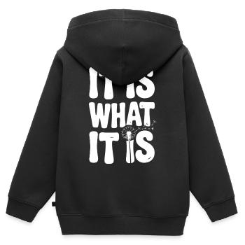 C’est ce que c’est - Sweat Premium à capuche zippé enfant bio - noir - Dos - AI Model Kid Male (0cm)