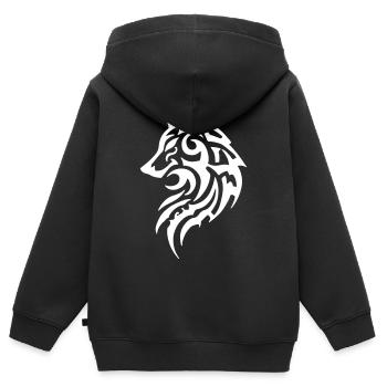 Wolf Tribal Tattoo - Kinder Premium Organic Zip Hoodie - Schwarz - Hinten - AI Model Kid Male (0cm)