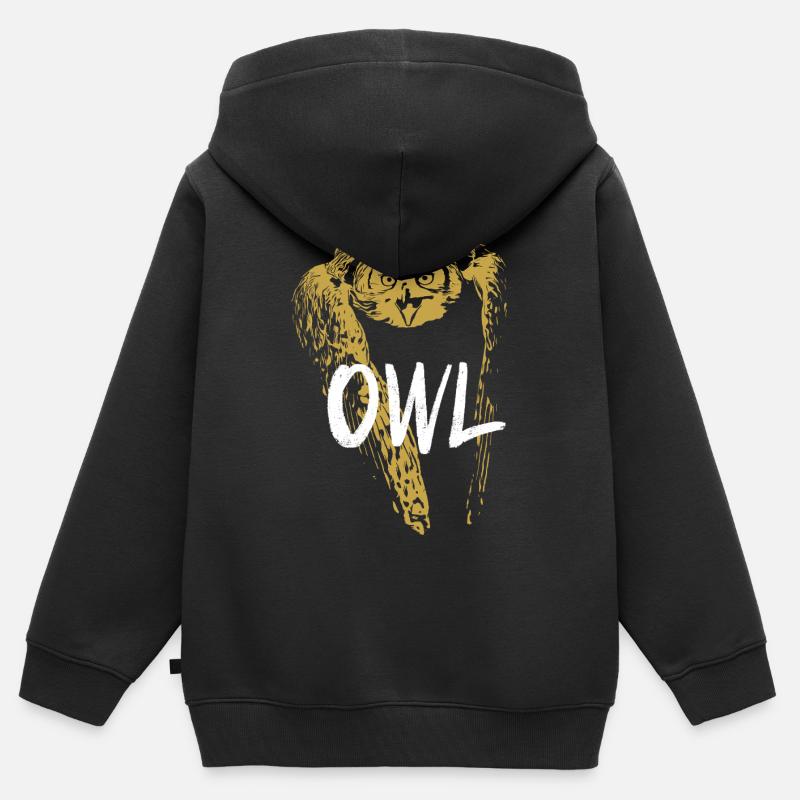 Moderne Kalligraphie Eule Illustration - Kinder Premium Organic Zip Hoodie - Schwarz