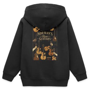 Guitares rares de Norman Illustration vintage - Sweat Premium à capuche zippé enfant bio - noir - Dos - AI Model Kid Male (0cm)