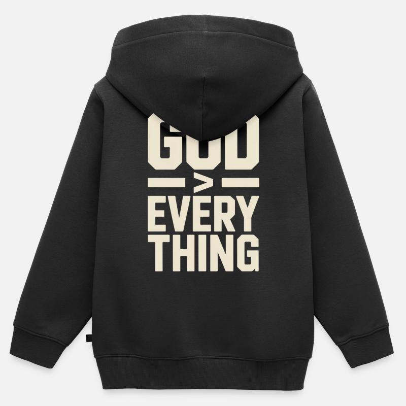 Le Dieu chrétien est plus grand que tous - Sweat Premium à capuche zippé enfant bio - noir