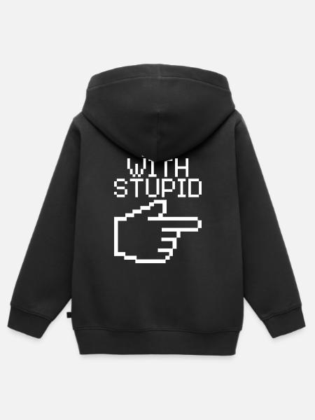 I'm With Stupid – Lustiger IT Spruch - Premium børne zip-hættetrøje økologisk - sort