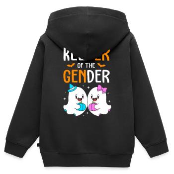 Halloween Gender Reveal - Kinder Premium Organic Zip Hoodie - Schwarz - Hinten - AI Model Kid Male (0cm)