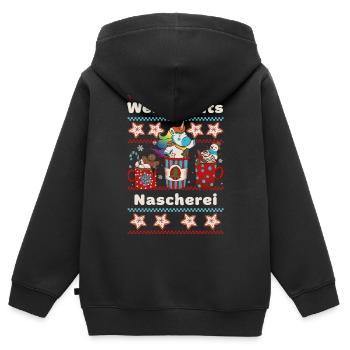 Lustige Weihnachts - Nascherei mit Einhorn - Kinder Premium Organic Zip Hoodie - Schwarz - Hinten - AI Model Kid Male (0cm)