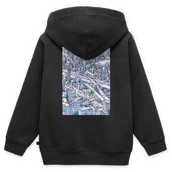 Central Park NYC - Sweat Premium à capuche zippé enfant bio - noir - Dos - AI Model Kid Male (0cm)