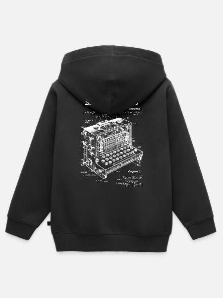 Schemat Maszyny Enigma - Bluza Premium z kapturem na zamek dziecięca bio - czarny