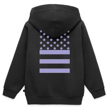 Lila Flagge – Stars & Stripes Design - Kinder Premium Organic Zip Hoodie - Schwarz - Hinten - AI Model Kid Male (0cm)