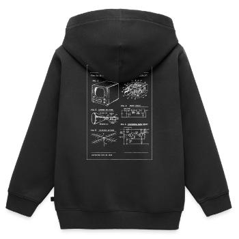 Plan de télévision rétro - Sweat Premium à capuche zippé enfant bio - noir - Dos - AI Model Kid Male (0cm)
