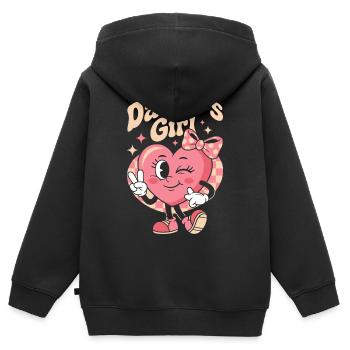 Daddys Girl Retro Herz Niedliche Rosa Familie - Kinder Premium Organic Zip Hoodie - Schwarz - Hinten - AI Model Kid Male (0cm)