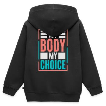 Pro-choix Mon corps Mon choix Mon choix - Sweat Premium à capuche zippé enfant bio - noir - Dos - AI Model Kid Male (0cm)
