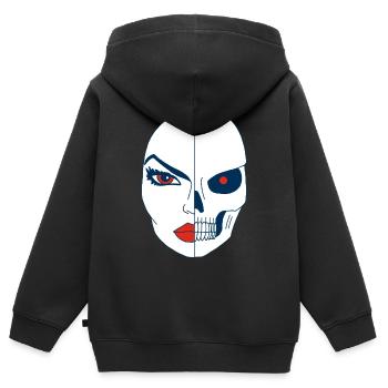 Tod und sein Gesicht - Kinder Premium Organic Zip Hoodie - Schwarz - Hinten - AI Model Kid Male (0cm)