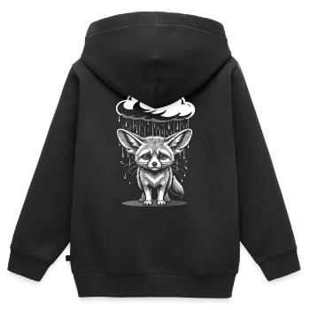 Fennek Wüstenfuchs - Emotionales Retro Motiv - Kinder Premium Organic Zip Hoodie - Schwarz - Hinten - AI Model Kid Male (0cm)
