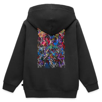 abstrakt - Kinder Premium Organic Zip Hoodie - Schwarz - Hinten - AI Model Kid Male (0cm)