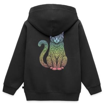 Hauskatze - Kinder Premium Organic Zip Hoodie - Schwarz - Hinten - AI Model Kid Male (0cm)