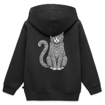 Hauskatze - Kinder Premium Organic Zip Hoodie - Schwarz - Hinten - AI Model Kid Male (0cm)
