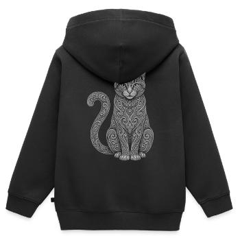 Hauskatze - Kinder Premium Organic Zip Hoodie - Schwarz - Hinten - AI Model Kid Male (0cm)