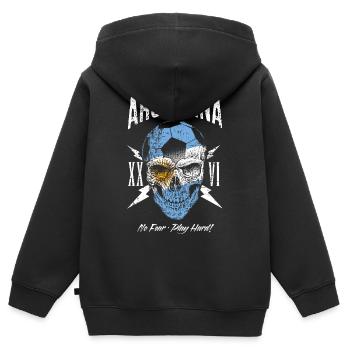 ARGENTINIEN Fußball Fan Totenkopf Flagge - Kinder Premium Organic Zip Hoodie - Schwarz - Hinten - AI Model Kid Male (0cm)