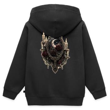 Gothic Spiegel mit Rosen und Kerzen - Kinder Premium Organic Zip Hoodie - Schwarz - Hinten - AI Model Kid Male (0cm)