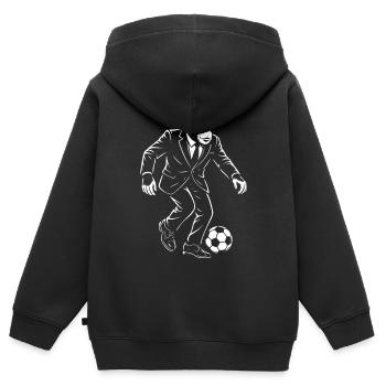 Eleganter Affe spielt Fußball - Kinder Premium Organic Zip Hoodie - Schwarz - Hinten - AI Model Kid Male (0cm)