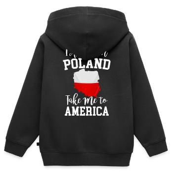 Pologne : Emmène-moi en Amérique - Sweat Premium à capuche zippé enfant bio - noir - Dos - AI Model Kid Male (0cm)