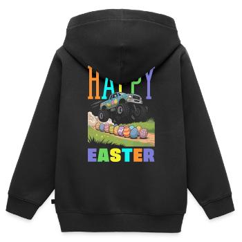 Frohe Ostern Süßer Osterhase Eiersuche Ostereier - Kinder Premium Organic Zip Hoodie - Schwarz - Hinten - AI Model Kid Male (0cm)