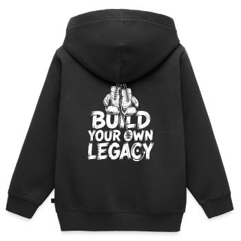 Build Your Own Legacy - Kids Premium Organic Zip-up Hoodie - black - Back - AI Model Kid Male (0cm)