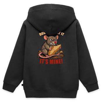 Un rat malin vole du pain - Sweat Premium à capuche zippé enfant bio - noir - Dos - AI Model Kid Male (0cm)