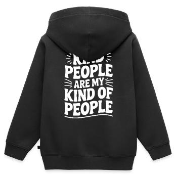 Freundliche Menschen sind meine Art von Menschen - Kinder Premium Organic Zip Hoodie - Schwarz - Hinten - AI Model Kid Male (0cm)