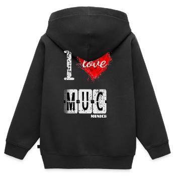 I love Munich - Kids Premium Organic Zip-up Hoodie - black - Back - AI Model Kid Male (0cm)