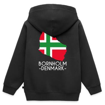Bornholm Denmark - Kids Premium Organic Zip-up Hoodie - black - Back - AI Model Kid Male (0cm)