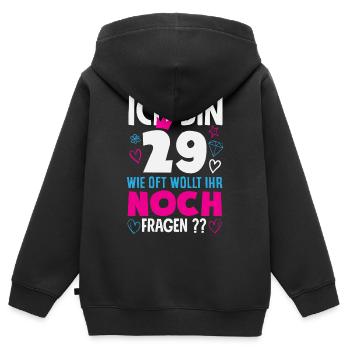 J’ai 29 ans et je me pose encore des questions - Sweat Premium à capuche zippé enfant bio - noir - Dos - AI Model Kid Male (0cm)