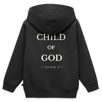 Enfant de Dieu, Couronne Jean 3:1 - Sweat Premium à capuche zippé enfant bio - noir - Dos - AI Model Kid Male (0cm)