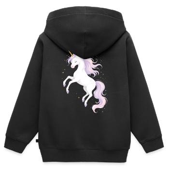 Illustration de licorne magique - Sweat Premium à capuche zippé enfant bio - noir - Dos - AI Model Kid Male (0cm)