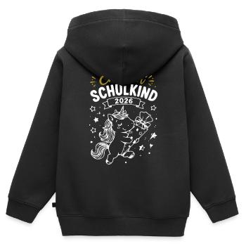 Endlich Schulkind 2026 Unicorn - Kinder Premium Organic Zip Hoodie - Schwarz - Hinten - AI Model Kid Male (0cm)