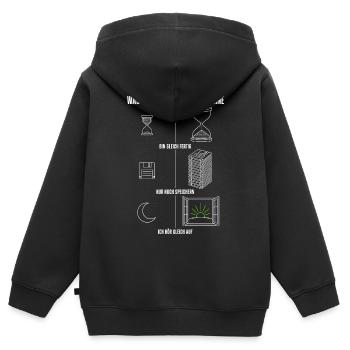Was ich sage Was ich meine Gamer Zocker Herren - Kinder Premium Organic Zip Hoodie - Schwarz - Hinten - AI Model Kid Male (0cm)