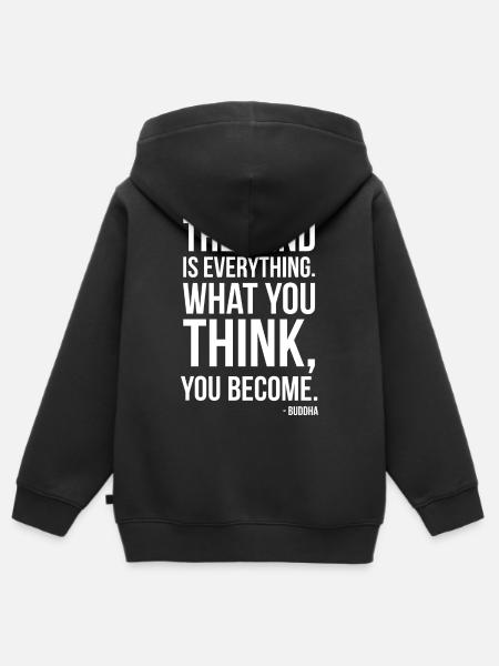 Buddha-Zitat – Geist ist alles - Kinder Premium Organic Zip Hoodie - Schwarz