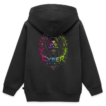 Cyber Spirit Skull Neon – Halloween-Horror - Kinder Premium Organic Zip Hoodie - Schwarz - Hinten - AI Model Kid Male (0cm)