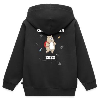 Kindergarten Start- Kita Kind Kinder Bär Deko - Kinder Premium Organic Zip Hoodie - Schwarz - Hinten - AI Model Kid Male (0cm)