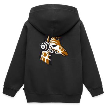 Giraffe mit Kopfhörern - Kinder Premium Organic Zip Hoodie - Schwarz - Hinten - AI Model Kid Male (0cm)