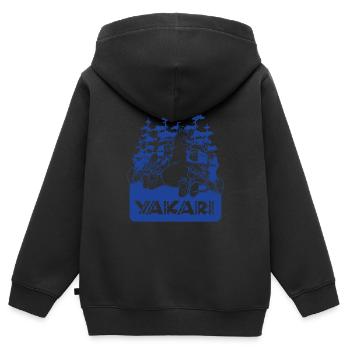 Yakari Bär mit Yakari und Regenbogen - Kinder Premium Organic Zip Hoodie - Schwarz - Hinten - AI Model Kid Male (0cm)