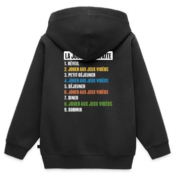 Cadeau De La Journée Parfaite Pour Un Geek Gamer - Sweat Premium à capuche zippé enfant bio - noir - Dos - AI Model Kid Male (0cm)