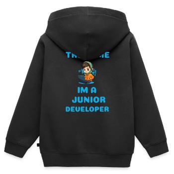 Trust Me Im A Junior Developer - Kinder Premium Organic Zip Hoodie - Schwarz - Hinten - AI Model Kid Male (0cm)