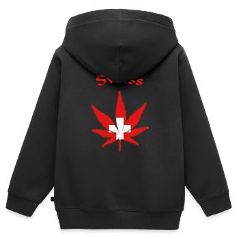 Swiss, Schweiz, Switzerland - Kinder Premium Organic Zip Hoodie - Schwarz - Hinten - AI Model Kid Male (0cm)