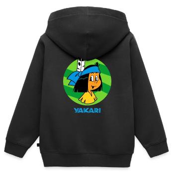 Yakari Gesicht - Kinder Premium Organic Zip Hoodie - Schwarz - Hinten - AI Model Kid Male (0cm)